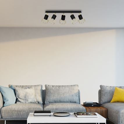 Refletor DANTE 5xGU10/25W/230V preto antigo/dourado