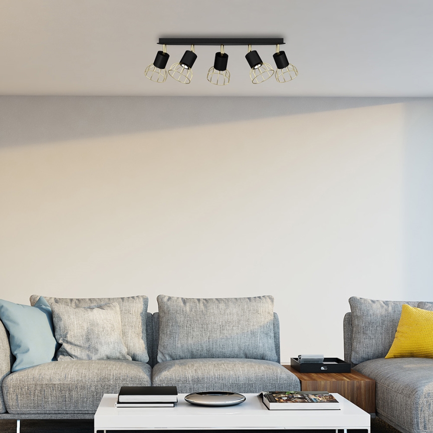 Refletor DANTE 5xGU10/25W/230V preto antigo/dourado