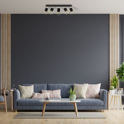 Refletor DANTE 5xGU10/25W/230V preto antigo/dourado