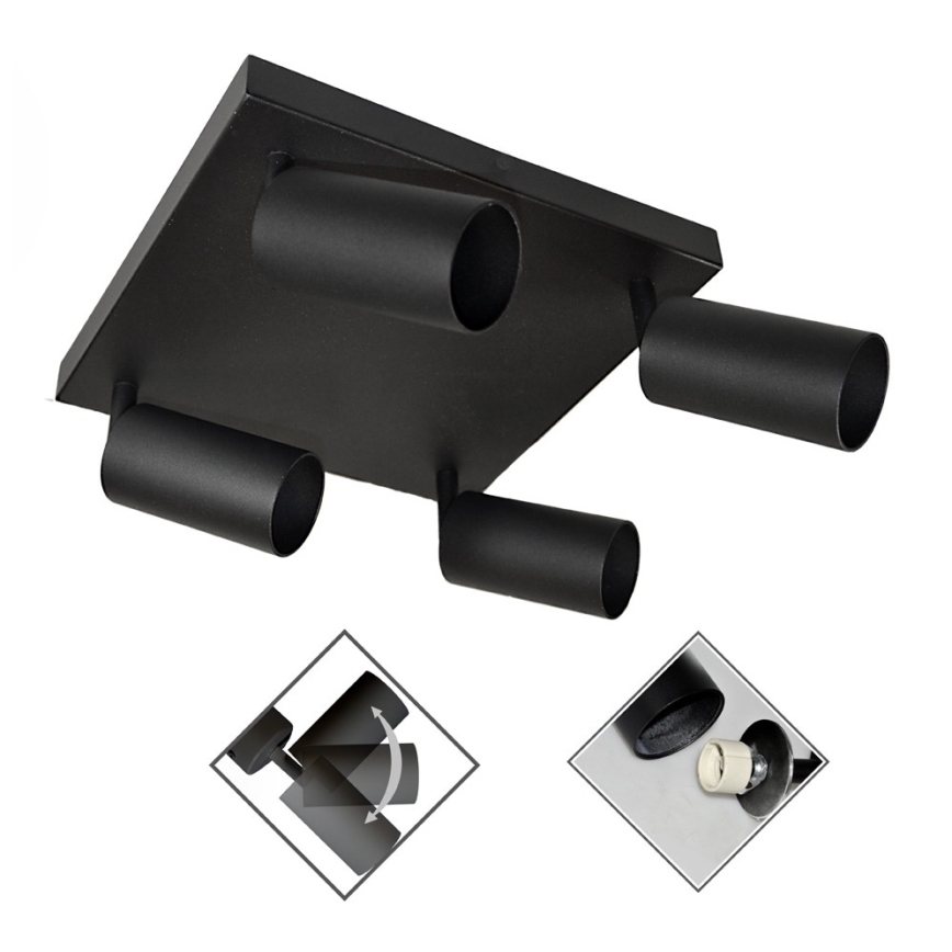 Refletor FARGO 4xGU10/30W/230V preto antigo