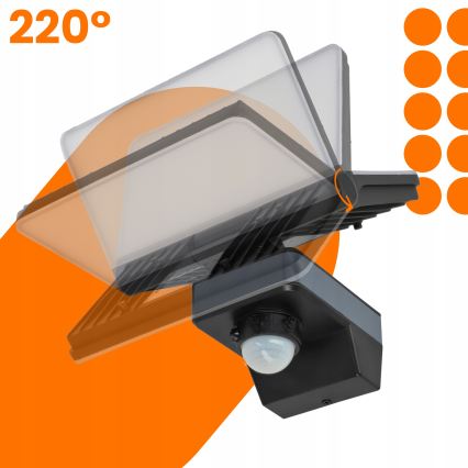 Refletor LED com sensor de movimento e sensor crepuscular LED/44W/230V 4200K IP54 preto