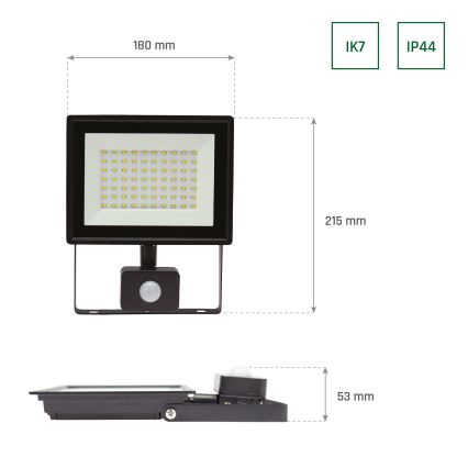 Refletor LED com sensor de movimento NOCTIS LUX 3 LED/50W/230V 3000K IP44 preto