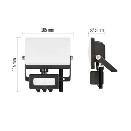 Refletor LED com sensor de movimento e de crepúsculo TAMBO EVO LED/10W/230V 4000K IP44 preto