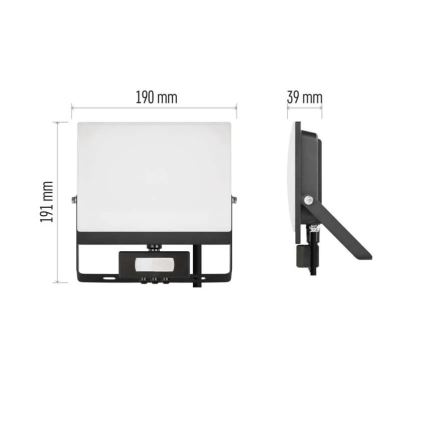 Refletor LED com sensor de movimento e sensor crepuscular TAMBO EVO LED/50W/230V 4000K IP44 preto