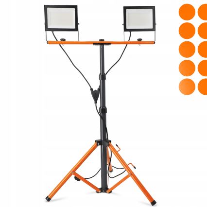 Refletor LED com suporte 2xLED/100W/230V 4500K IP65 preto/laranja