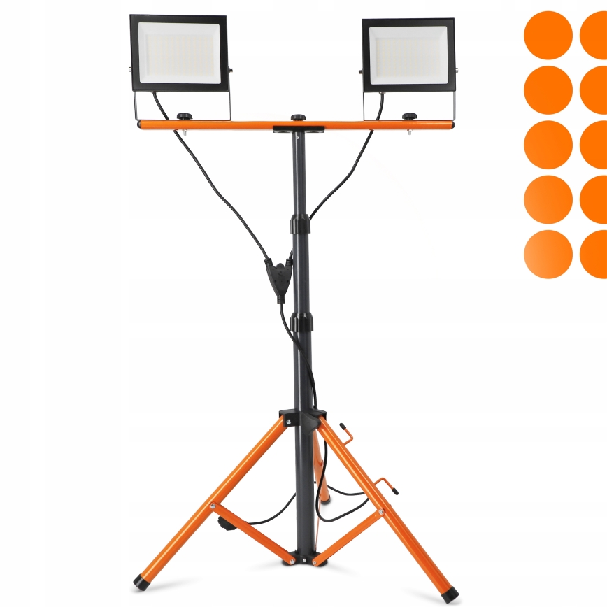 Refletor LED com suporte 2xLED/100W/230V 4500K IP65 preto/laranja