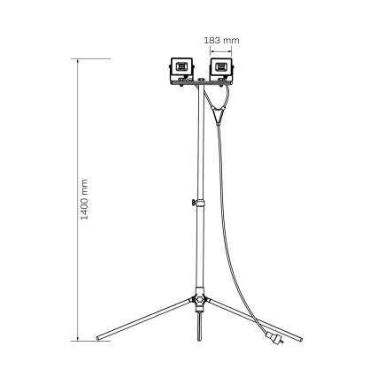Refletor LED com suporte 2xLED/50W/230V 6500K IP65 amarelo