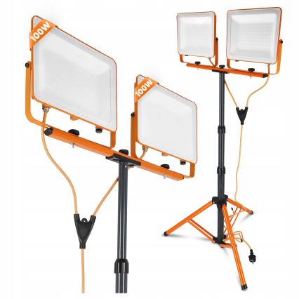Refletor LED com tripé 2xLED/100W/230V 4500K IP65 cor laranja