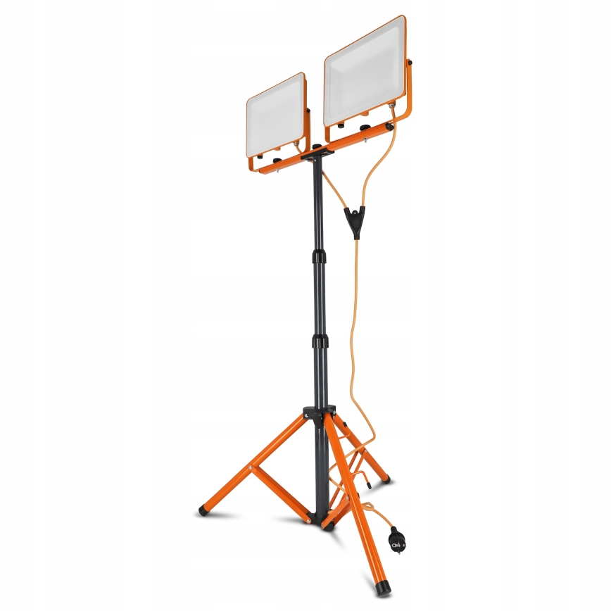 Refletor LED com tripé 2xLED/100W/230V 4500K IP65 cor laranja