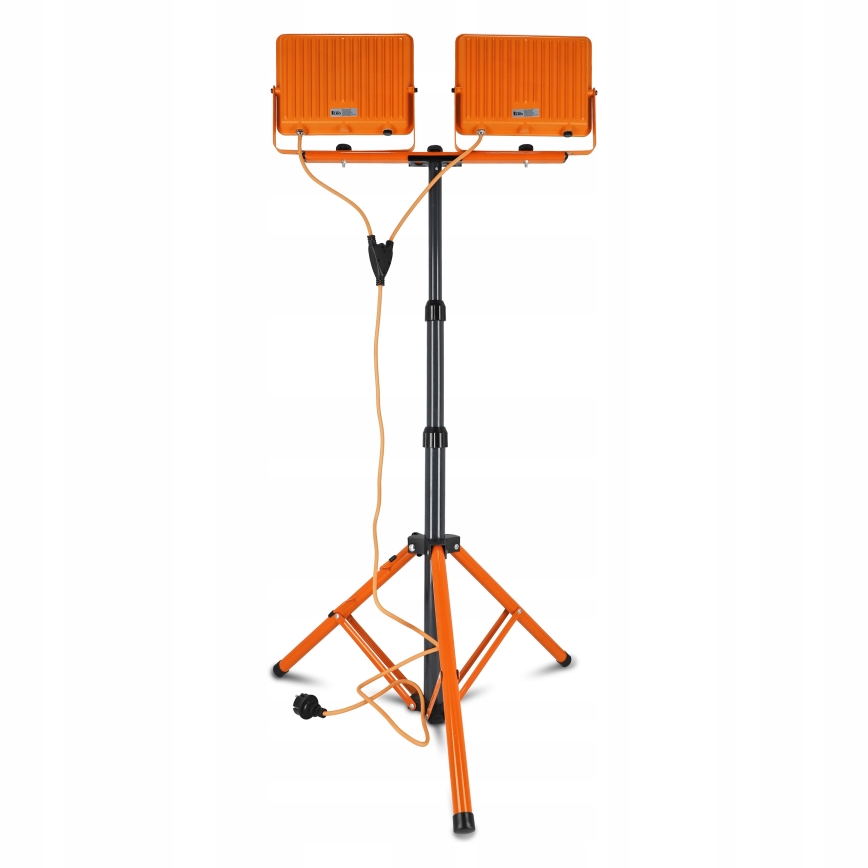 Refletor LED com tripé 2xLED/100W/230V 4500K IP65 cor laranja