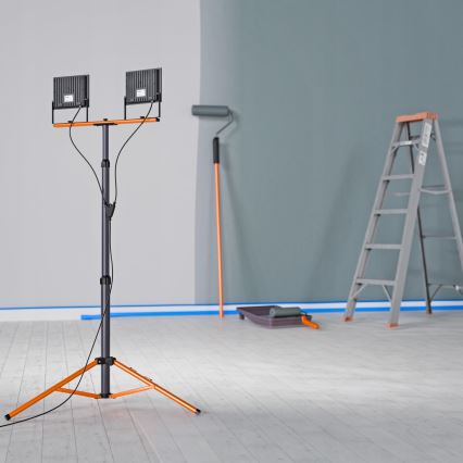 Refletor LED com tripé 2xLED/50W/230V 4500K IP65 preto/laranja