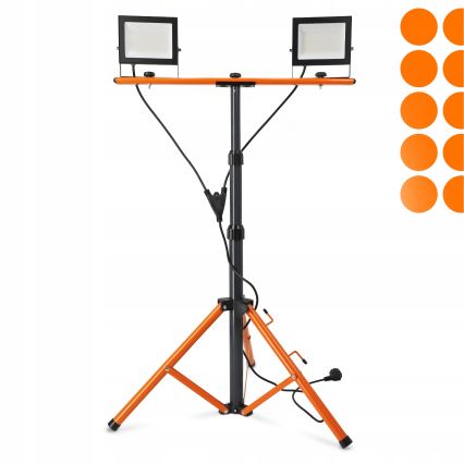 Refletor LED com tripé 2xLED/50W/230V 4500K IP65 preto/laranja