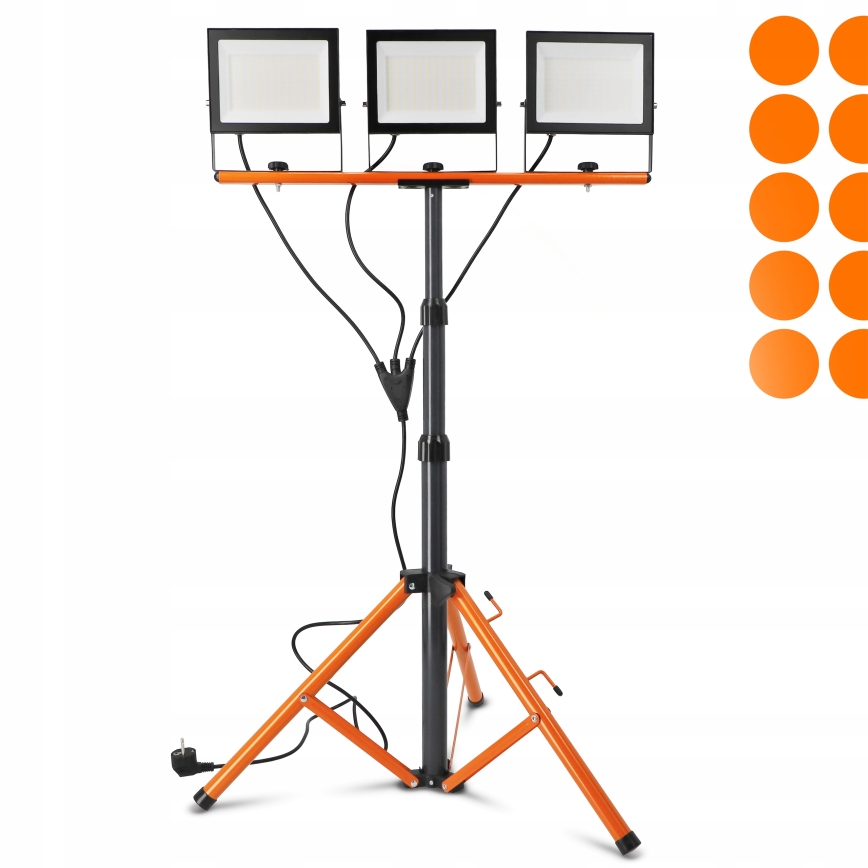 Refletor LED com tripé 3xLED/100W/230V 4500K IP65 preto/laranja