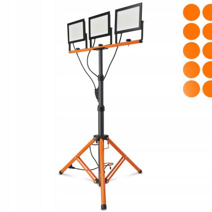 Refletor LED com tripé 3xLED/100W/230V 4500K IP65 preto/laranja