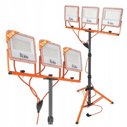Refletor LED com tripé 3xLED/50W/230V 4500K IP65 laranja
