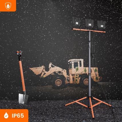 Refletor LED com tripé 3xLED/50W/230V 4500K IP65 preto/laranja