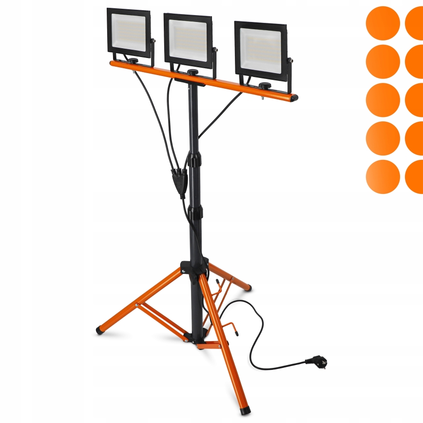 Refletor LED com tripé 3xLED/50W/230V 4500K IP65 preto/laranja
