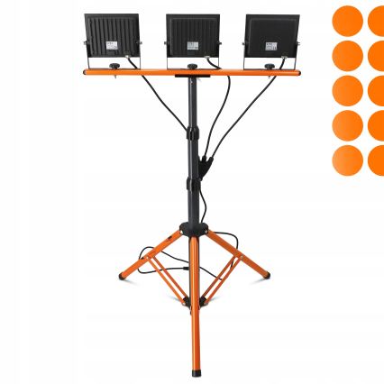 Refletor LED com tripé 3xLED/50W/230V 4500K IP65 preto/laranja