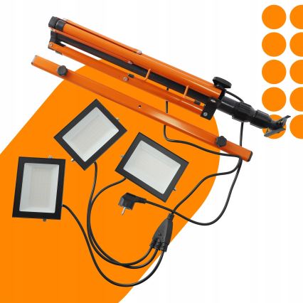 Refletor LED com tripé 3xLED/50W/230V 4500K IP65 preto/laranja