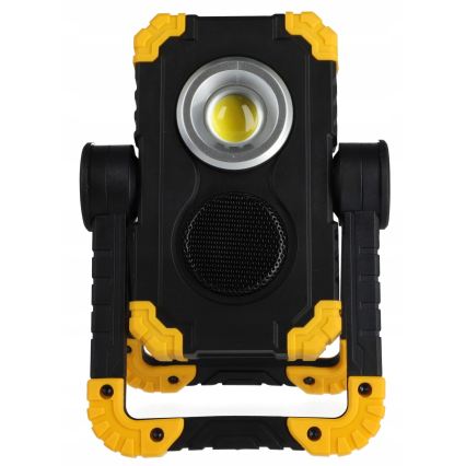 Refletor recarregável LED com altifalante e função powerbank LED/10W/5V 4400 mAh IP44 preto/amarelo