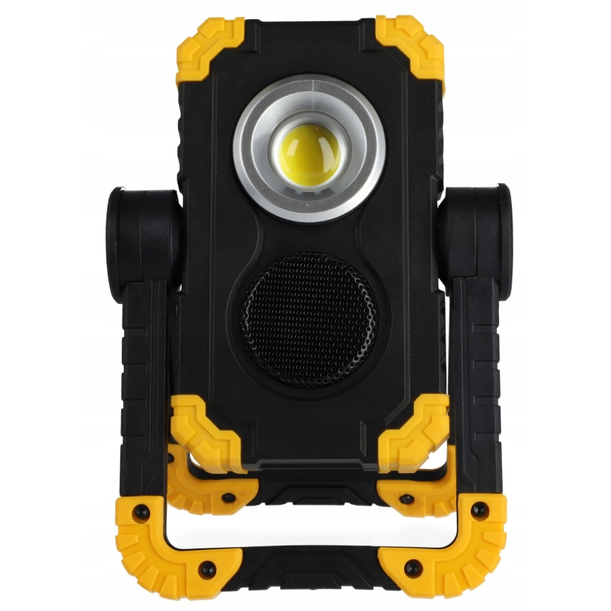 Refletor recarregável LED com altifalante e função powerbank LED/10W/5V 4400 mAh IP44 preto/amarelo
