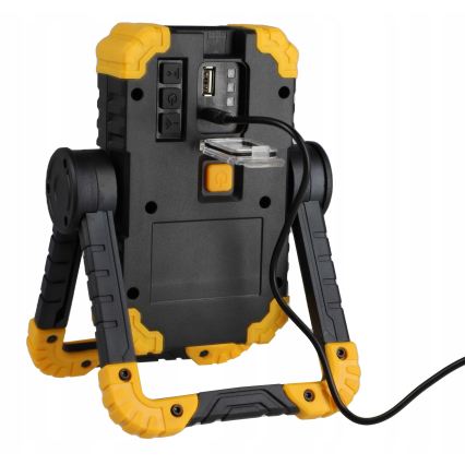 Refletor recarregável LED com altifalante e função powerbank LED/10W/5V 4400 mAh IP44 preto/amarelo