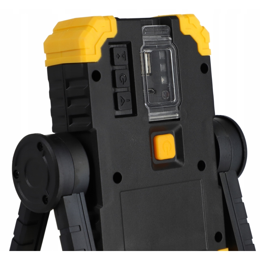 Refletor recarregável LED com altifalante e função powerbank LED/10W/5V 4400 mAh IP44 preto/amarelo