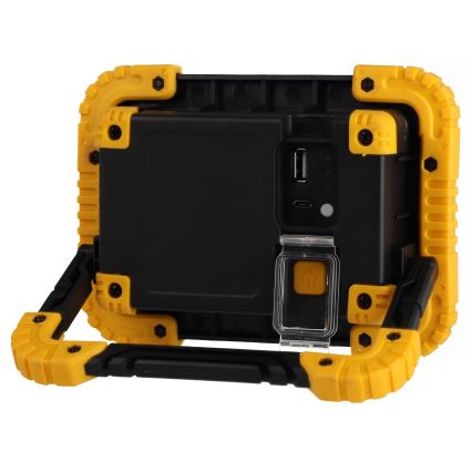 Refletor LED recarregável com função powerbank LED/20W/5V 4400 mAh IP44 preto/amarelo