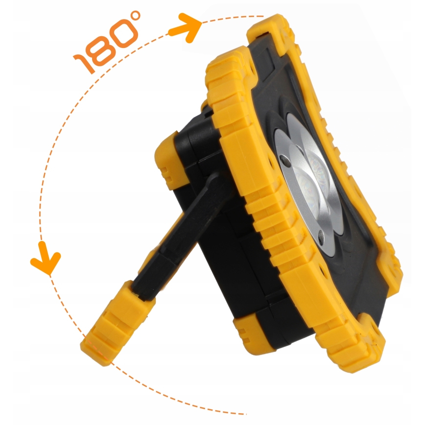 Refletor LED recarregável com função powerbank LED/20W/5V 4400 mAh IP44 preto/amarelo