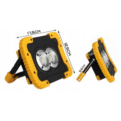 Refletor LED recarregável com função powerbank LED/20W/5V 4400 mAh IP44 preto/amarelo