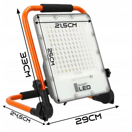 Refletor LED recarregável com tripé LED/100W/3,2V 4500K 15000 mAh IP65 laranja