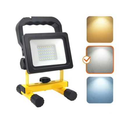 Refletor portátil LED regulável TIGRA LED/20W/3,7V 4000K IP54 4400 mAh preto/amarelo