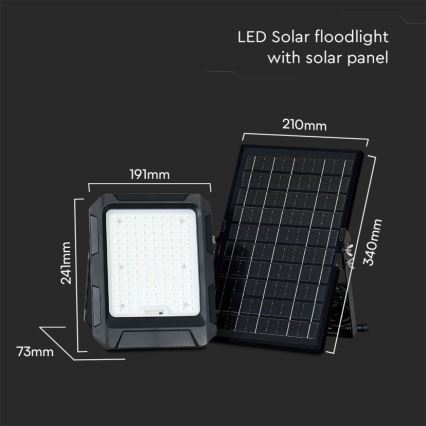 Refletor Solar LED/10W/3,7V IP65 4000K 8000 mAh preto + comando à distância