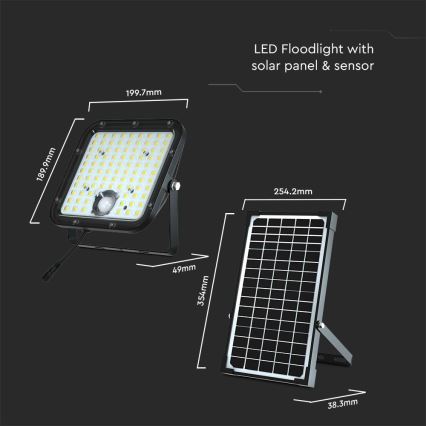 Refletor Solar LED com sensor LED/30W/6,4V 6400K 6000 mAh + comando à distância