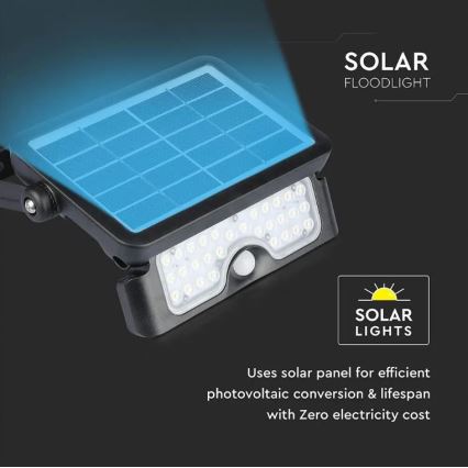 Refletor solar LED com sensor LED/5W/3,7V IP65 4000K 3000 mAh