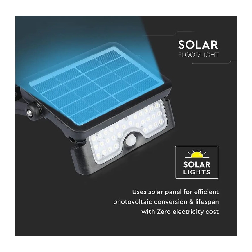 Refletor solar LED com sensor LED/5W/3,7V IP65 4000K 3000 mAh