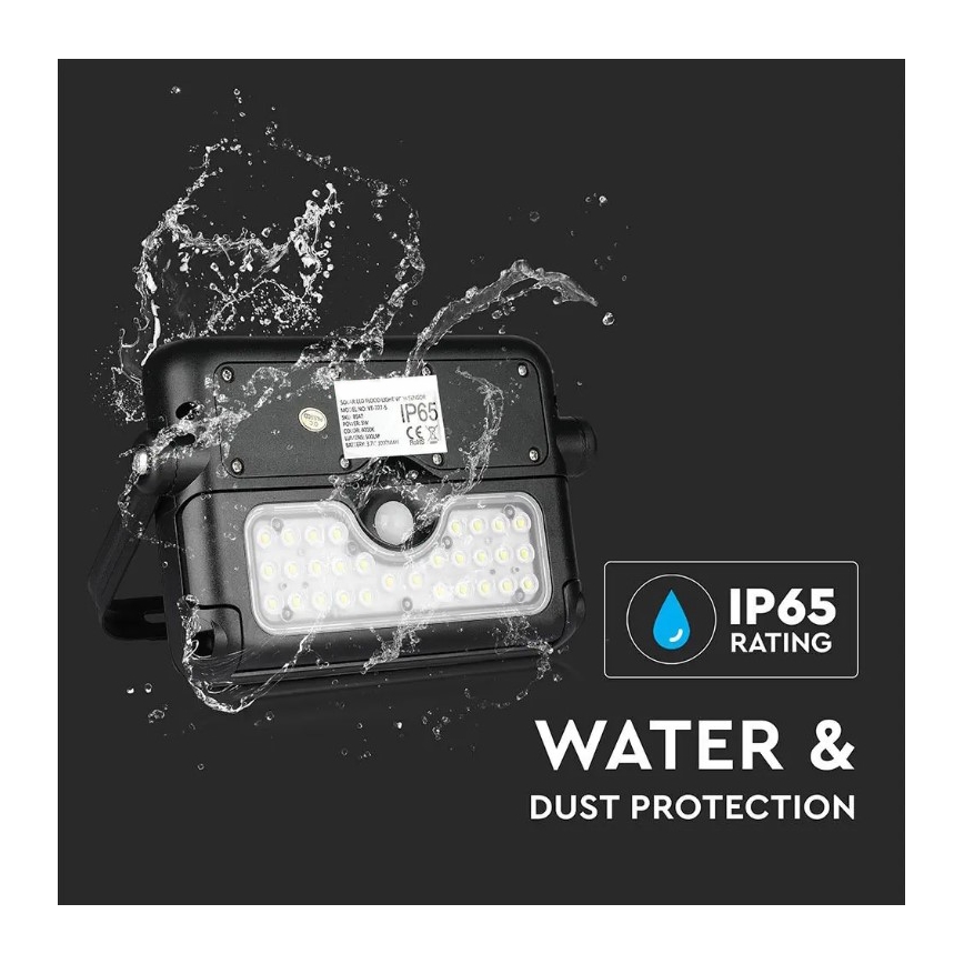 Refletor solar LED com sensor LED/5W/3,7V IP65 4000K 3000 mAh