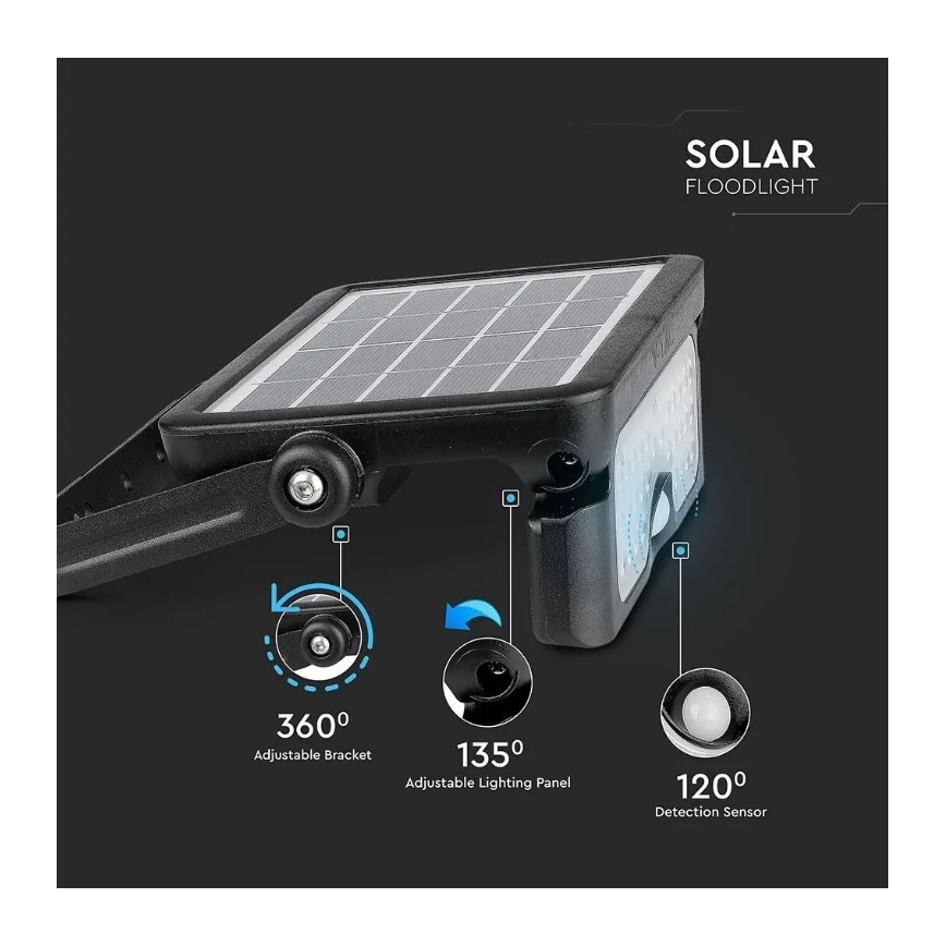 Refletor solar LED com sensor LED/5W/3,7V IP65 4000K 3000 mAh