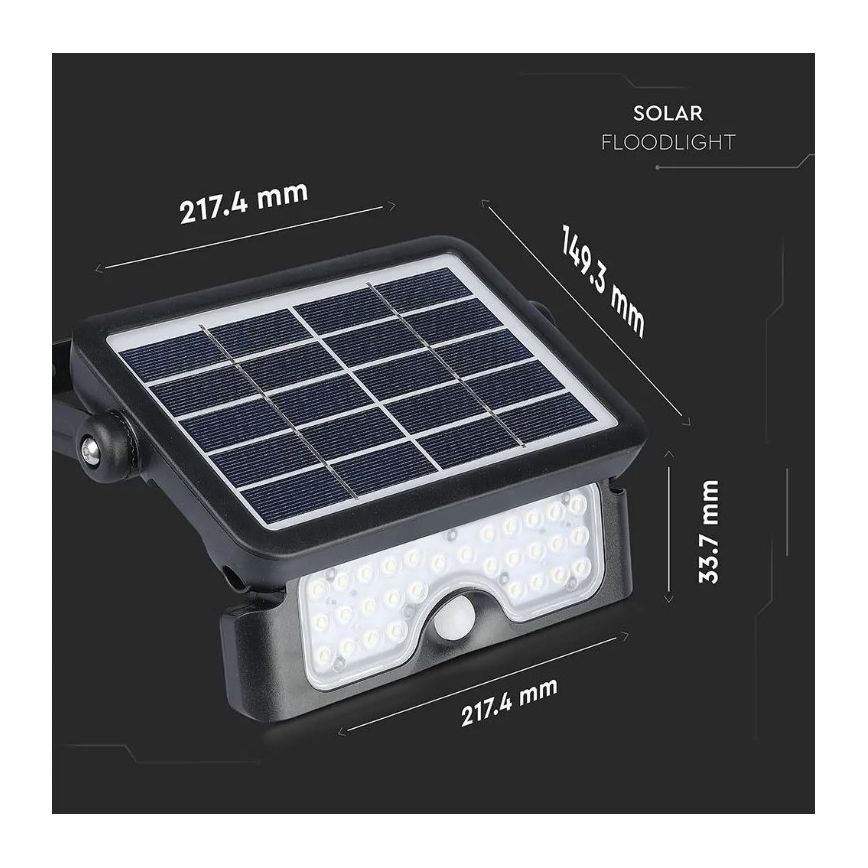 Refletor solar LED com sensor LED/5W/3,7V IP65 4000K 3000 mAh