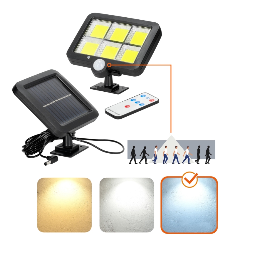 Refletor solar LED com sensor LED/1,5W/3,7V 6000K IP44 1200 mAh