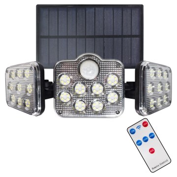 Refletor solar LED com sensor de movimento e crepúsculo LED/20W/3,7V 1200 mAh IP44 + controlo remoto