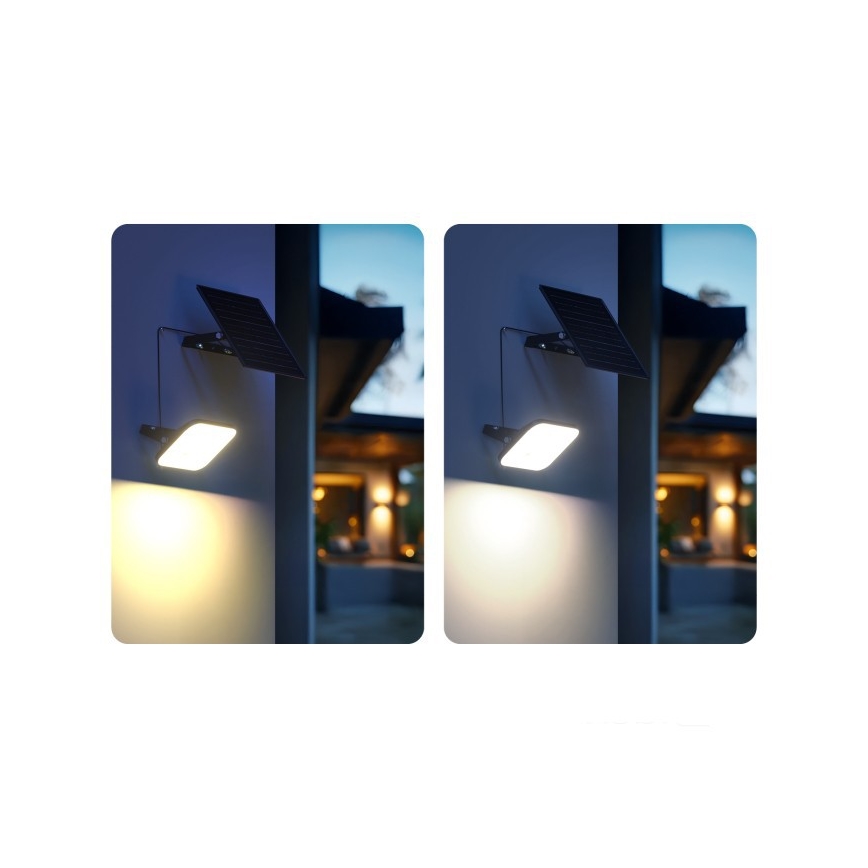 Refletor solar LED dimerizável com sensor LED/10W/3,7V 3000/4000K IP65 3600 mAh + controlo remoto