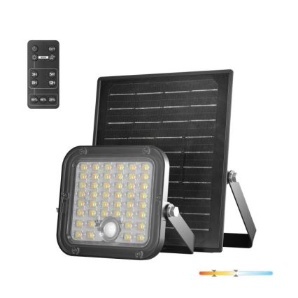 Refletor solar LED dimerizável com sensor LED/10W/3,7V 3000/4000K IP65 3600 mAh + controlo remoto