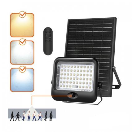 Refletor solar LED com sensor MHCS LED/20W/3,2V 3000/4000/6500K IP65 10000 mAh + comando à distância