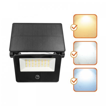 Refletor solar LED com sensor NCS G2 LED/20W/3,7V 3000/4000/6500K IP54 2600 mAh