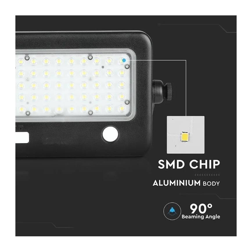 Refletor solar LED regulável com sensor LED/10W/3,7V 4000K IP65 7200 mAh + porta USB