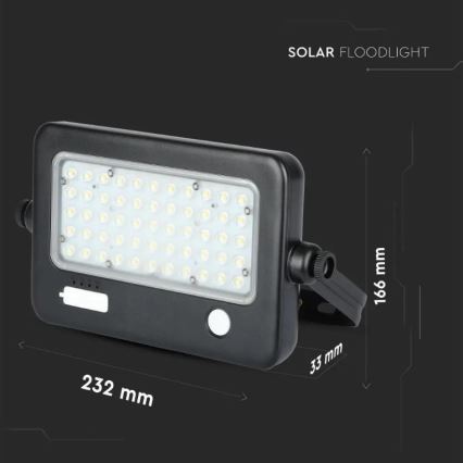Refletor solar LED regulável com sensor LED/10W/3,7V 4000K IP65 7200 mAh + porta USB