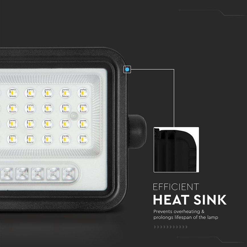 Refletor solar LED regulável LED/50W/3,2V 2000-8000K IP65 3800 mAh preto + controlo remoto