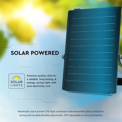 Refletor solar LED regulável com sensor LED/10W/3,7V 4000/6000K IP65 3600 mAh + controlo remoto