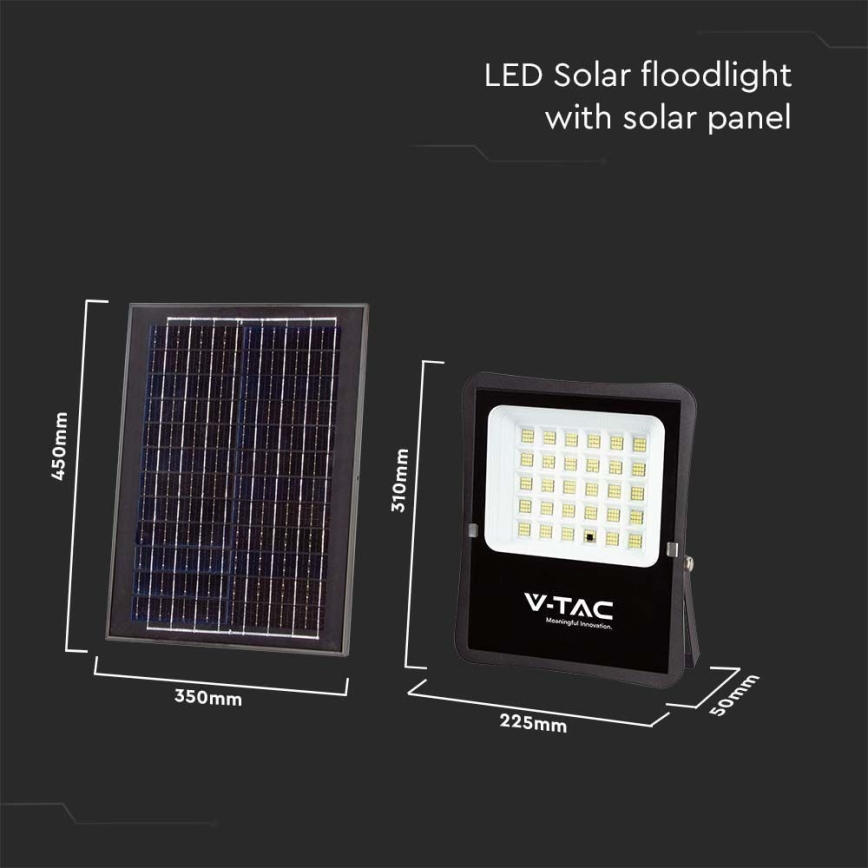 Refletor solar LED para exterior LED/20W/3,2V 6400K IP65 15000 mAh + comando à distância